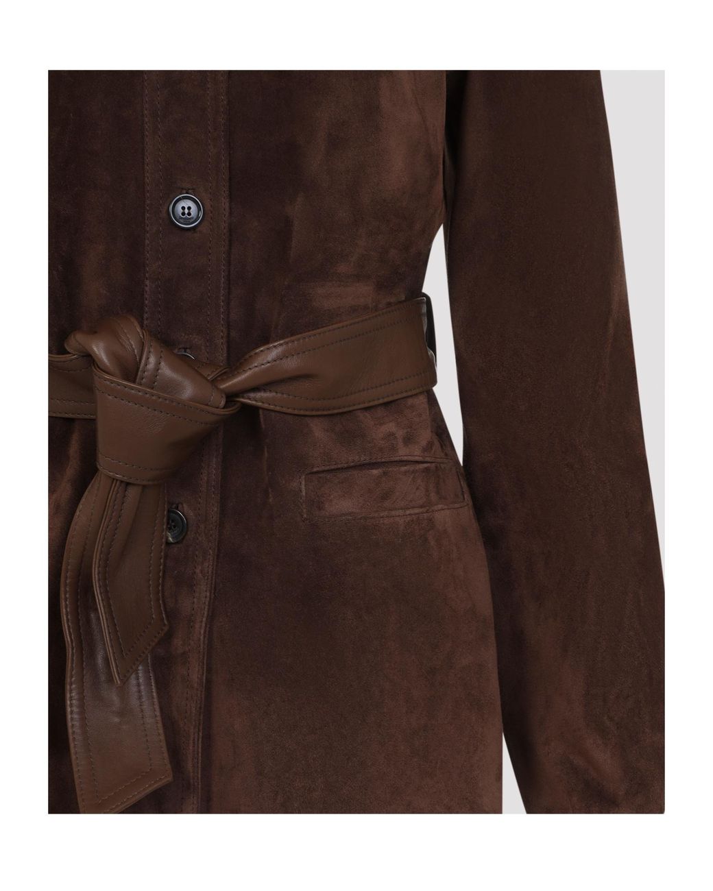 Saint Laurent Brown Belted Button-Up Jacket