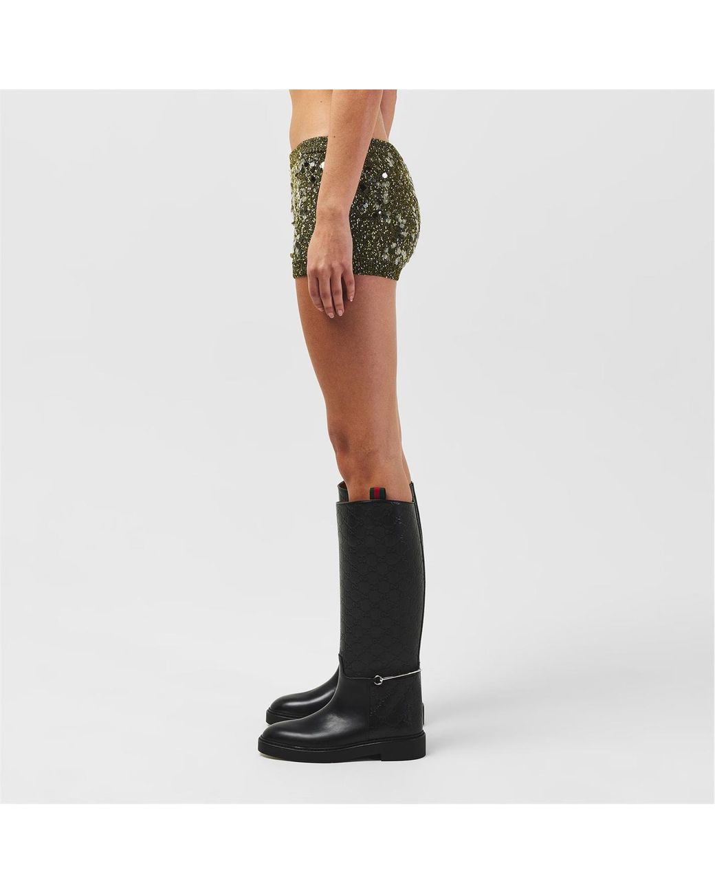 Gucci Green Sequin Knit Shorts