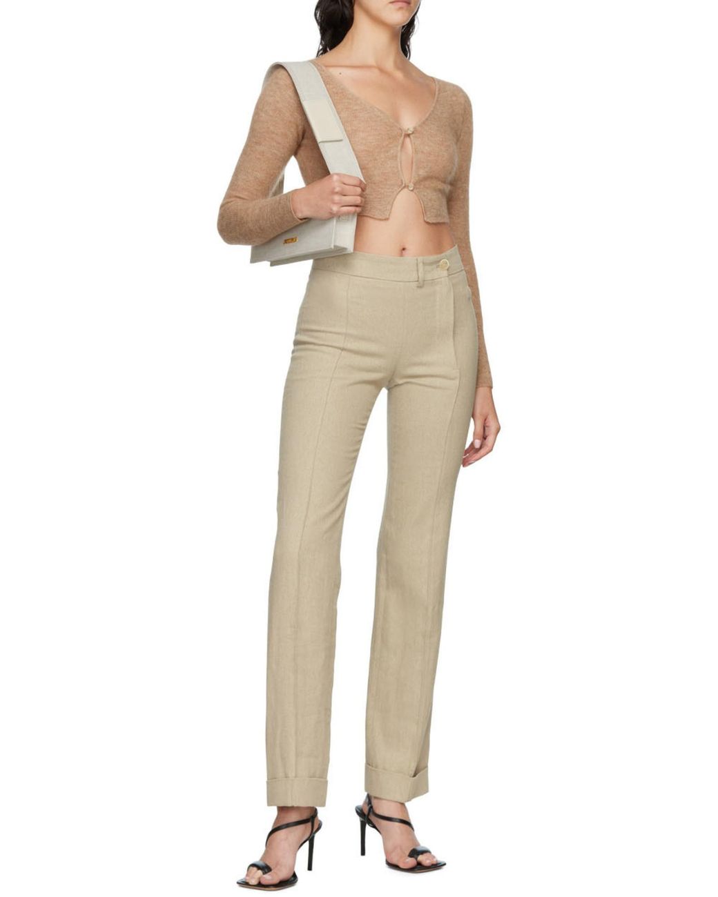 Jacquemus Natural Long Sleeved Cropped Cardigan