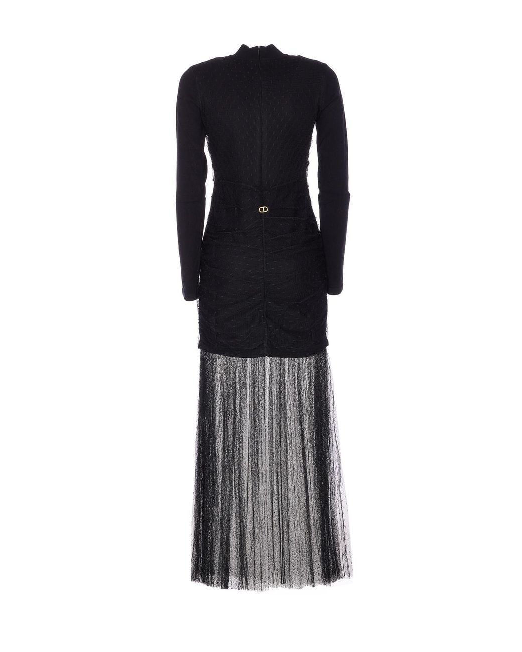 Twinset Black Tulle Long Knit Dress