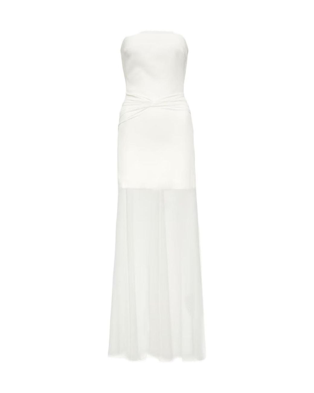David Koma White Bridal Strapless Gathered Cady Gown