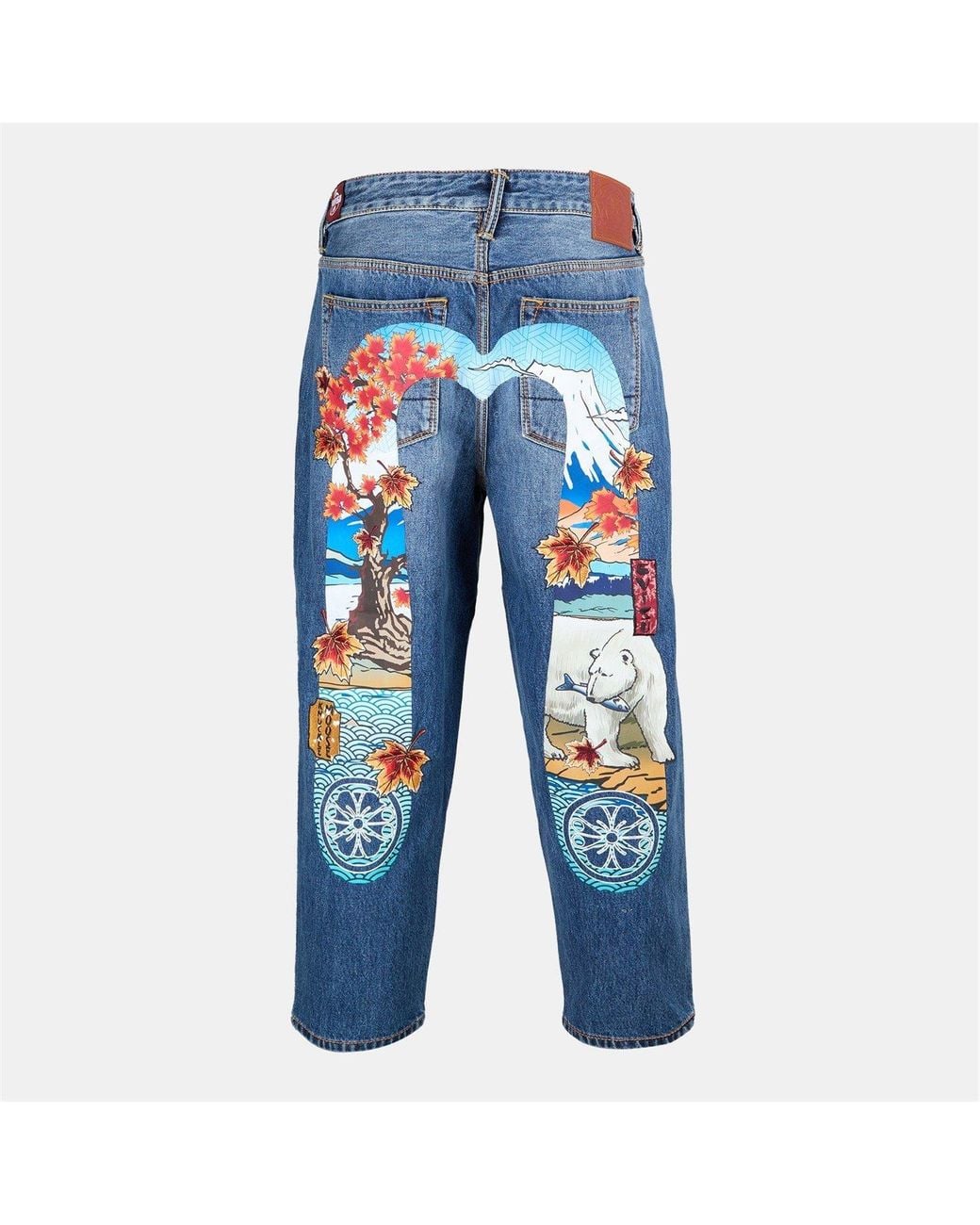 Moose Knuckles Blue X Evisu Straight Leg Jeans for men