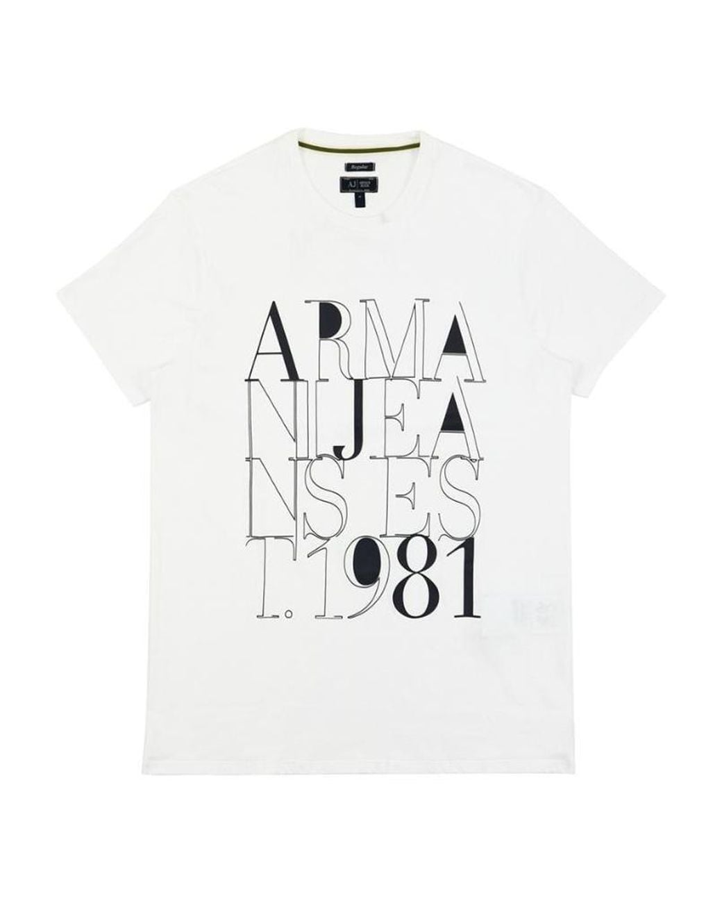 Armani Jeans White Round-Necked Logo T-Shirt for men