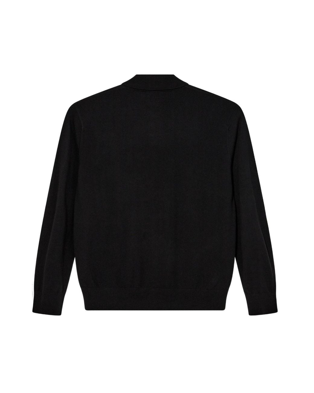 Dries Van Noten Black Long-Sleeve Polo Knit for men