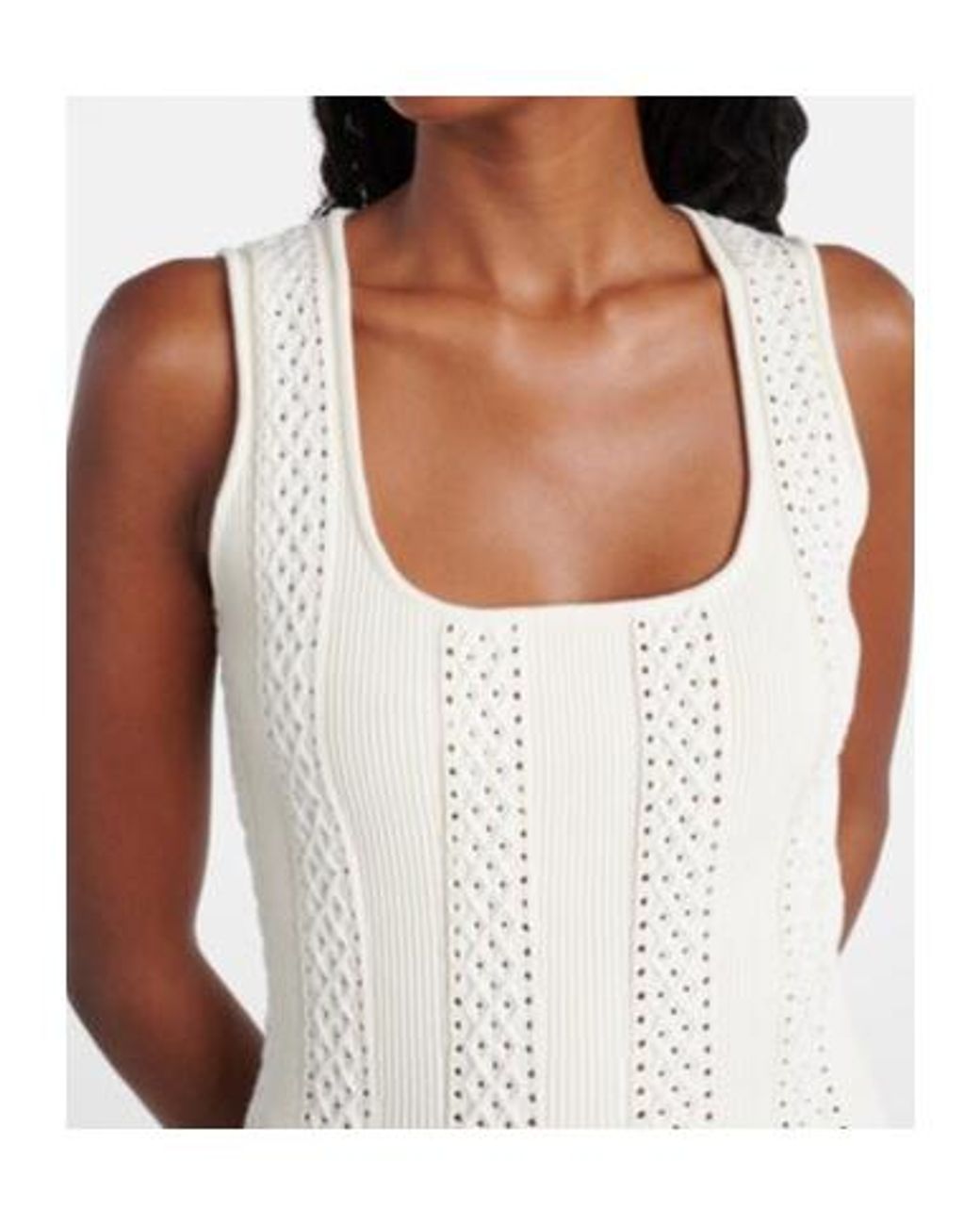 Oscar de la Renta White Open-Knit Minidress