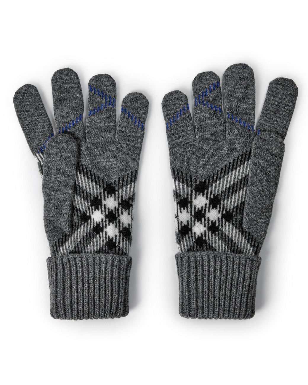 Burberry Black Knit Gloves With Argyle Pattern for men