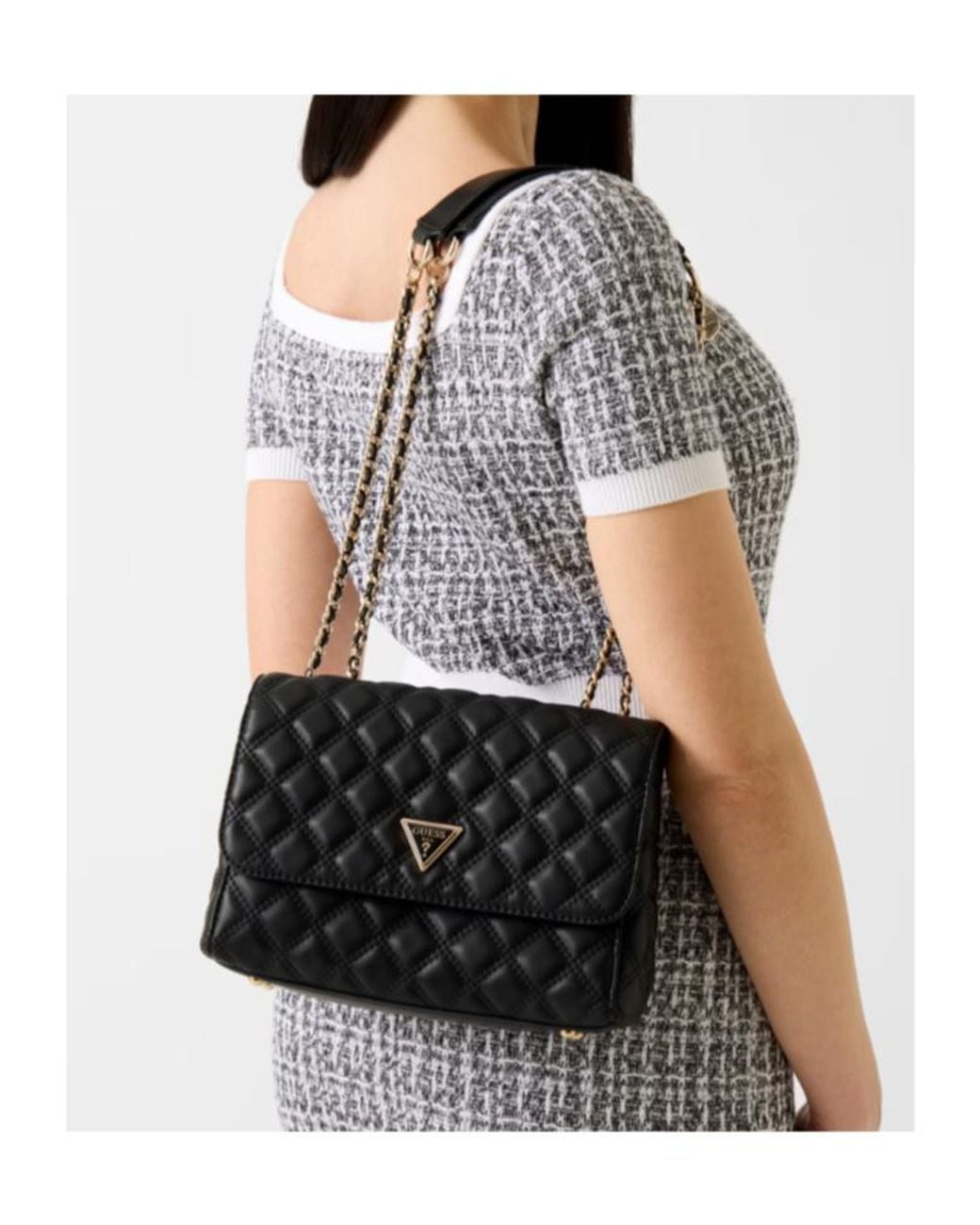 Guess Black Giully Quilted Shoulder Bag