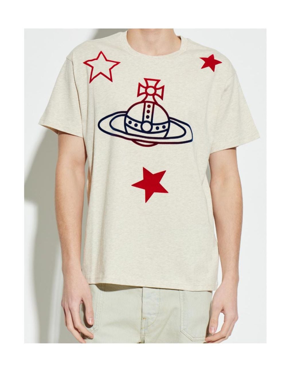 Vivienne Westwood White Orb Star Print T-Shirt for men