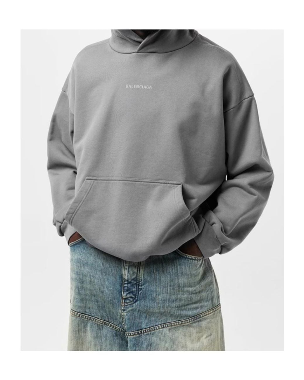 Balenciaga Gray Logo Hoodie for men