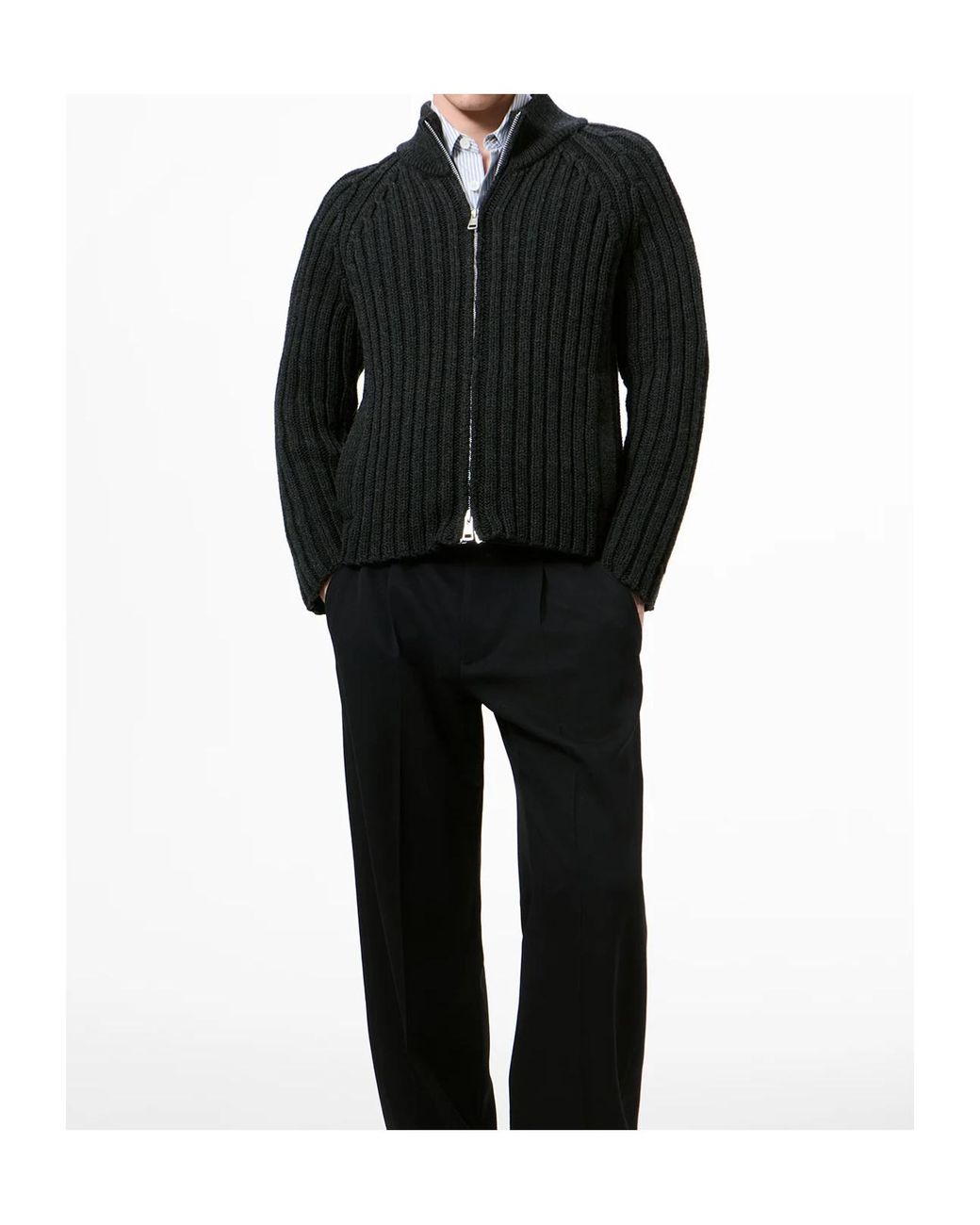 Our Legacy Black Ultra Zip Funnel Knitted Sweater for men