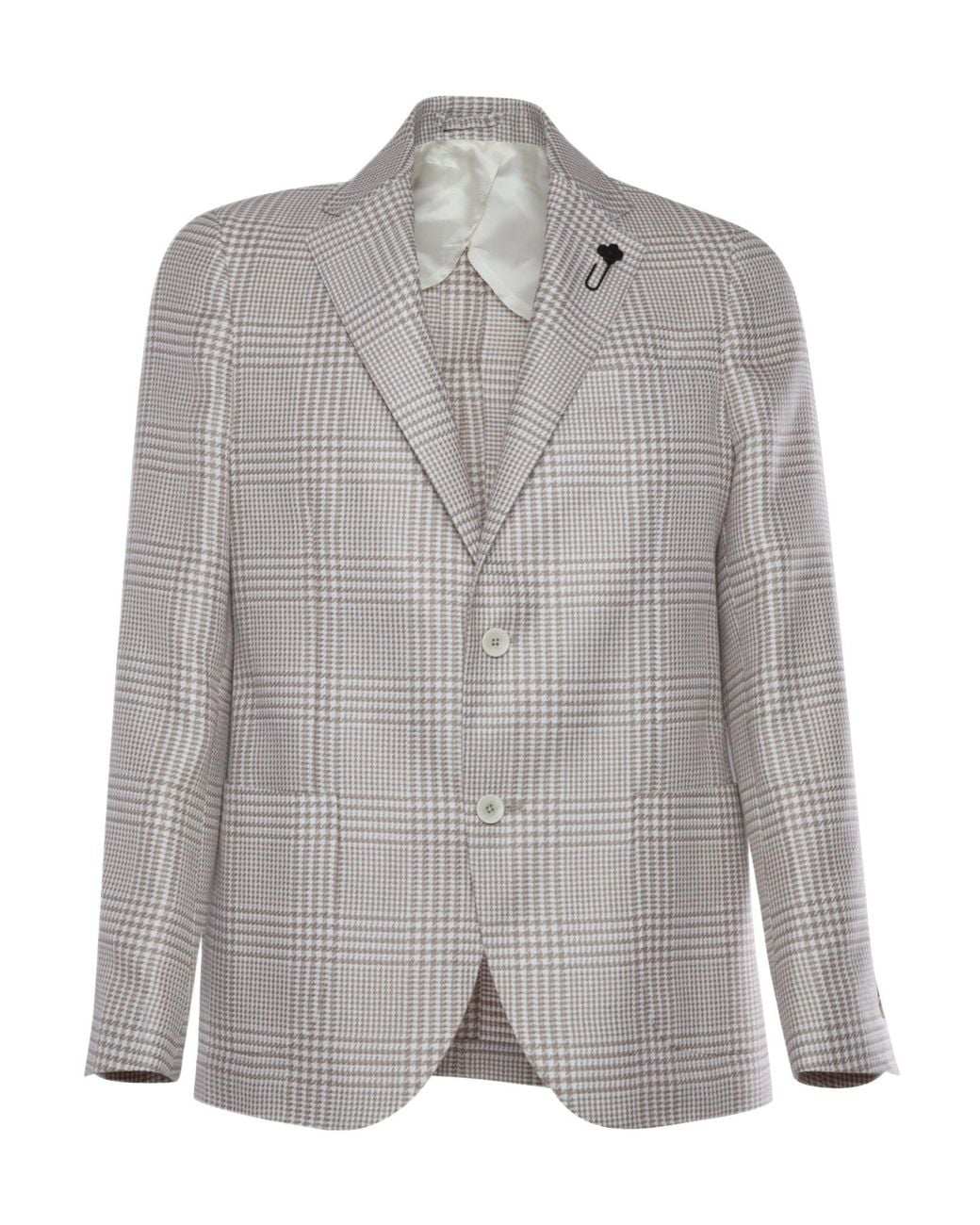 Lardini Gray Checked Single-Breasted Tailored Blazer for men