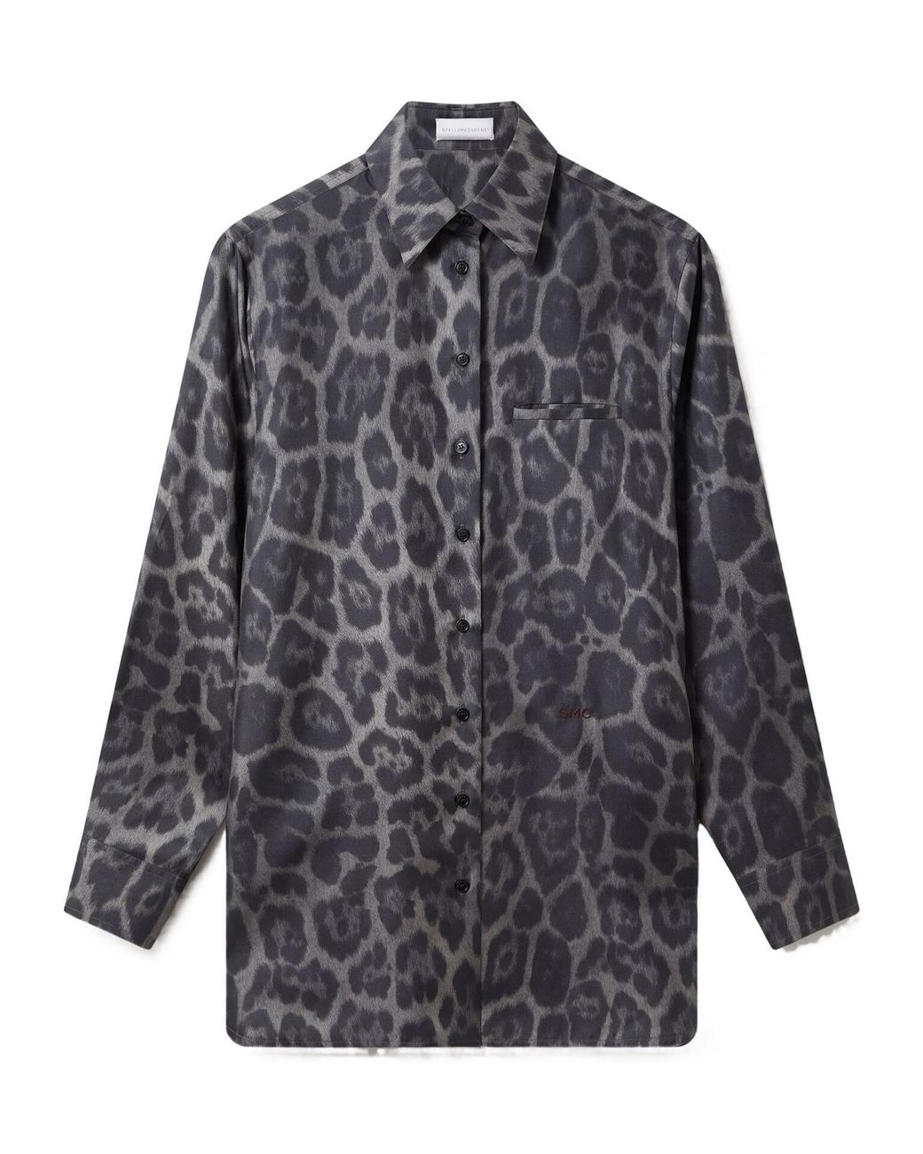 Stella McCartney Gray Leopard Printed Long Sleeved Shirt