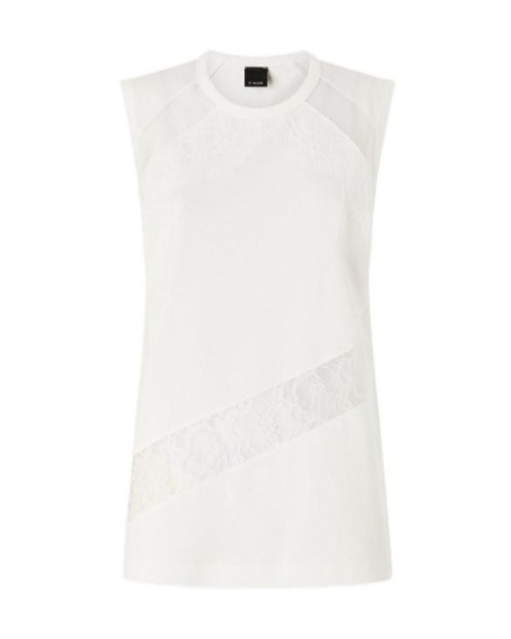 Pinko White Molly Lace Detailed Sleeveless Top