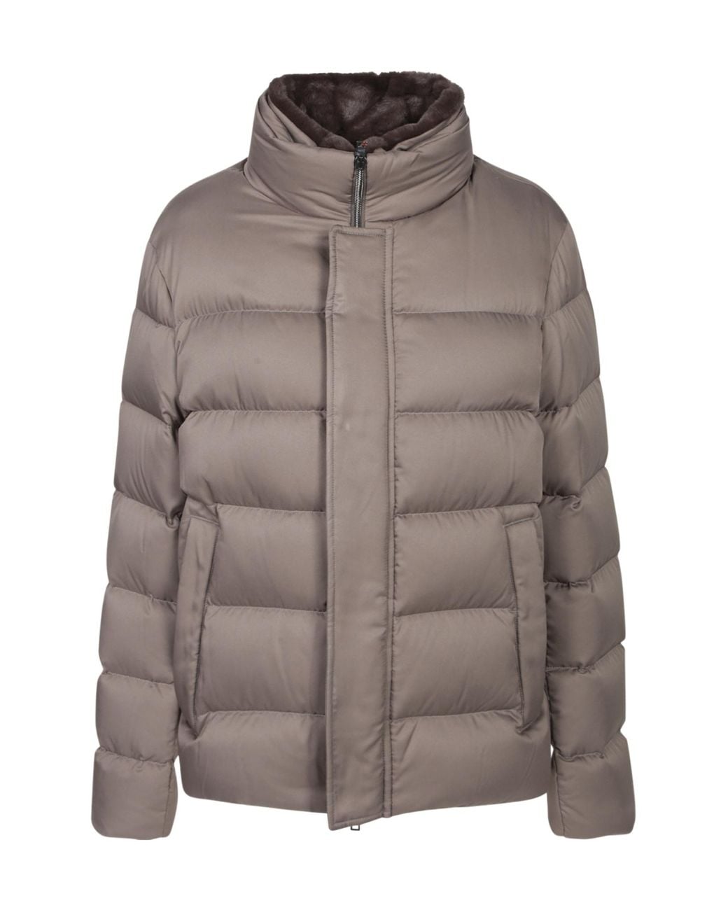 Herno Brown High-Neck Down Jacket for men