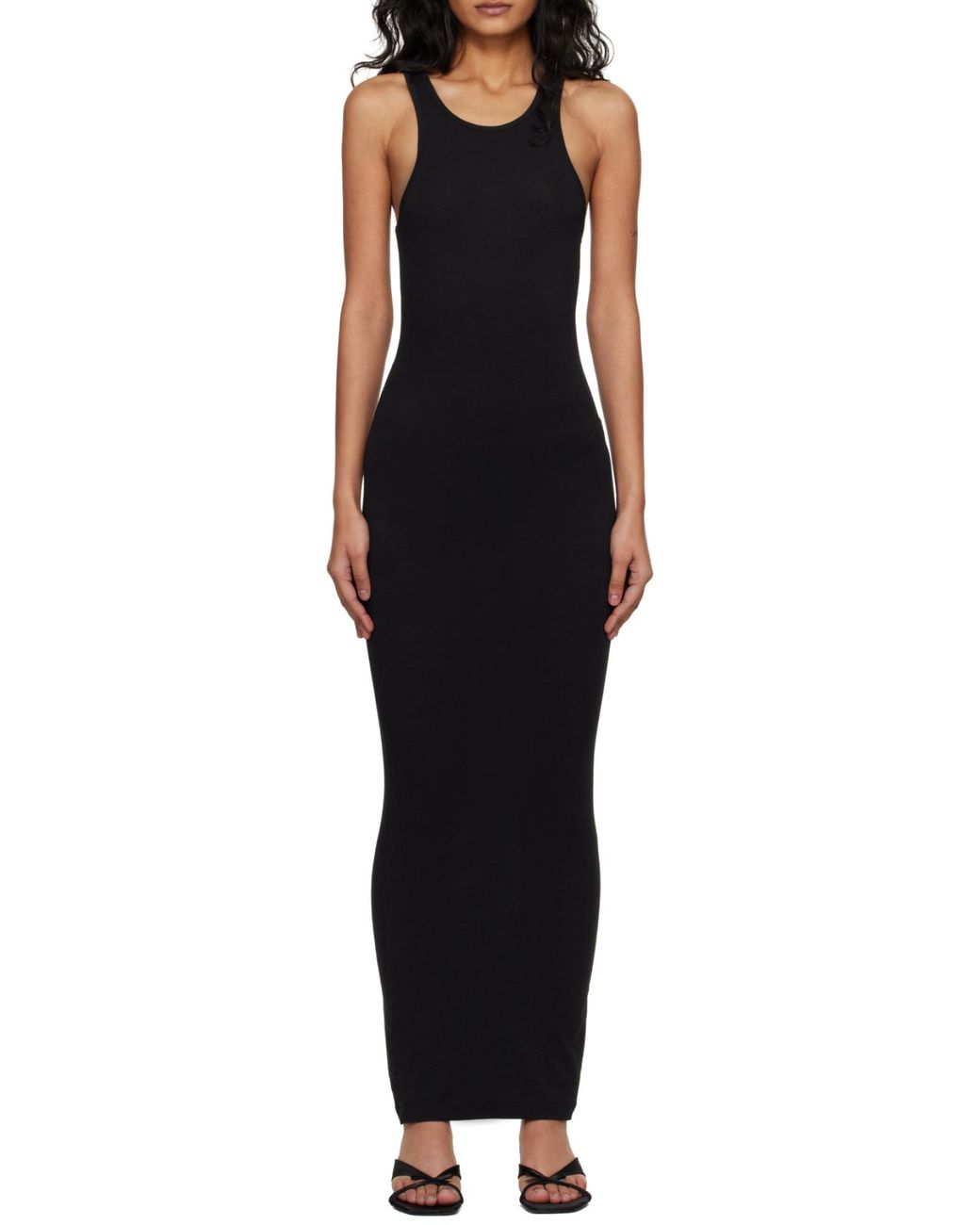 Entire studios Black Midi Muscle Tank Knitted Dress