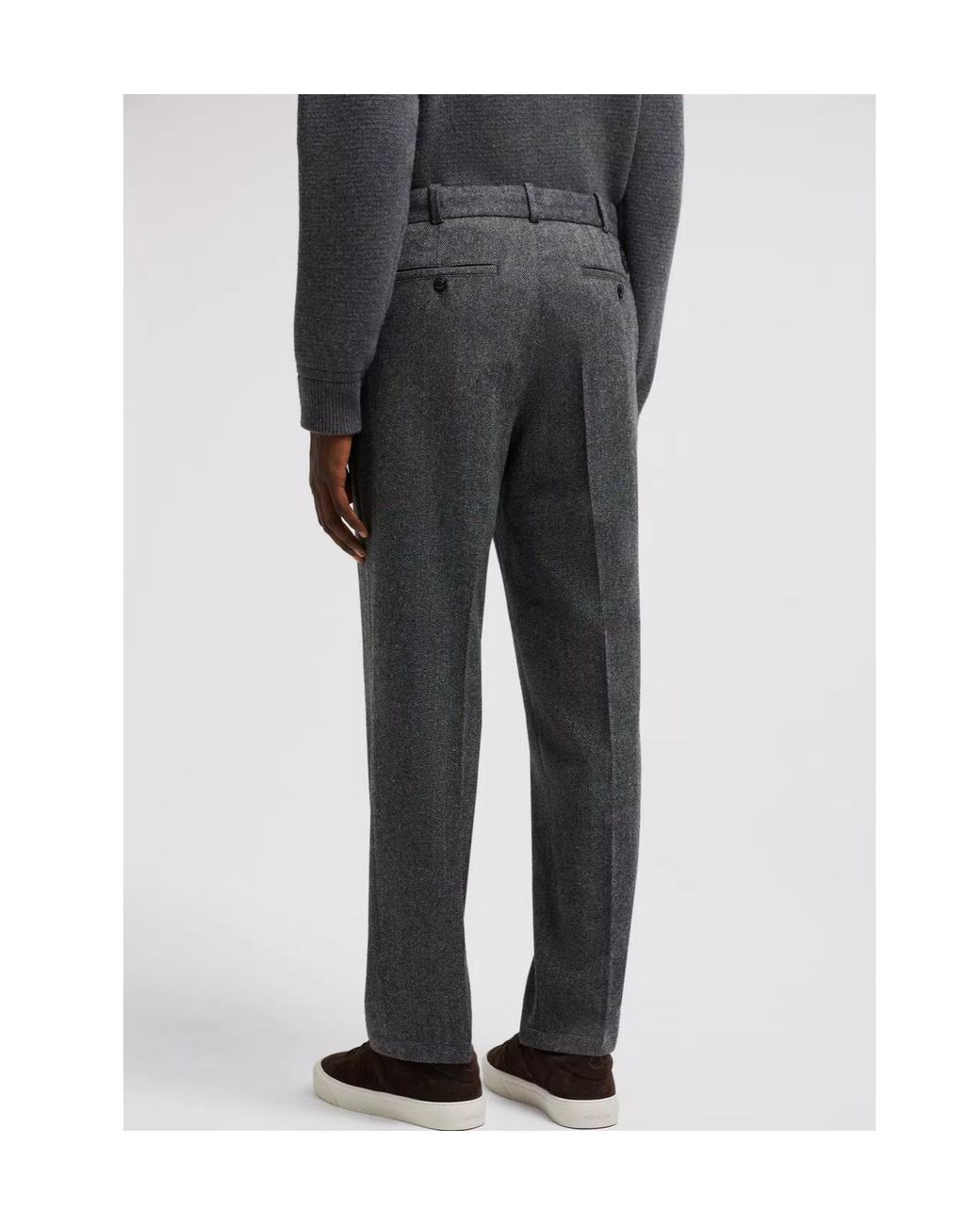 Moncler Gray Logo Patch Straight-Leg Pants for men