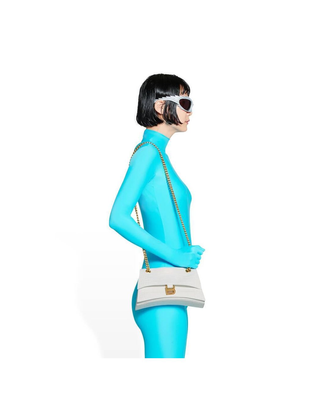Balenciaga White Crush Small Shoulder Bag