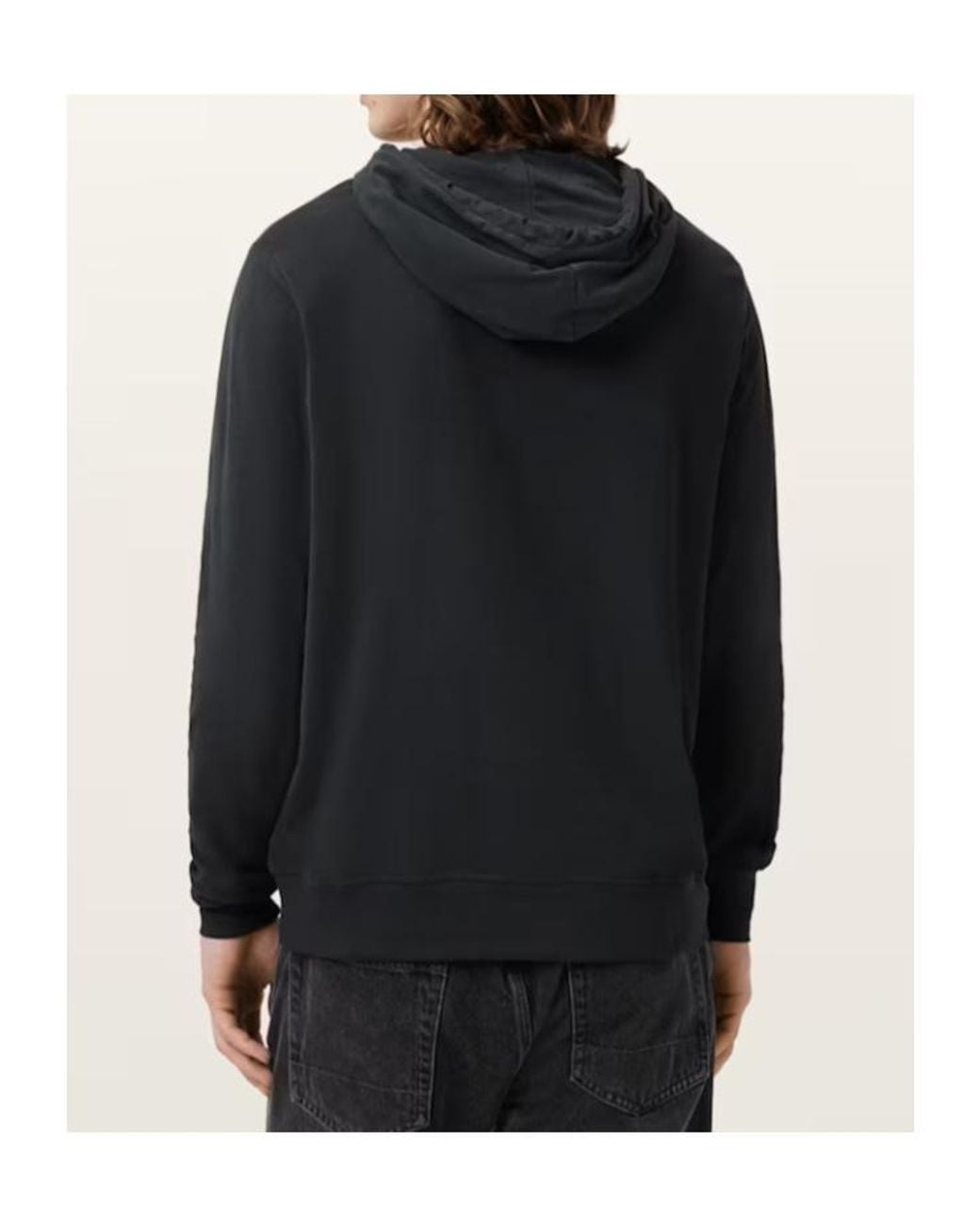 AllSaints Black Brace Pullover Brushed Cotton Ramskull Hoodie for men