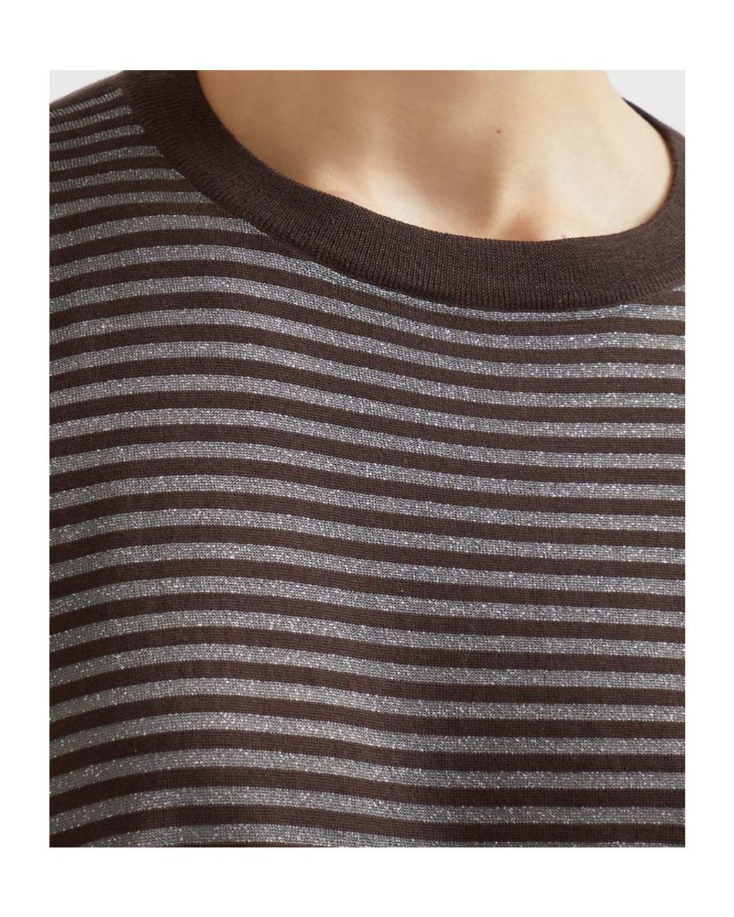 Brunello Cucinelli Brown Striped T-Shirt