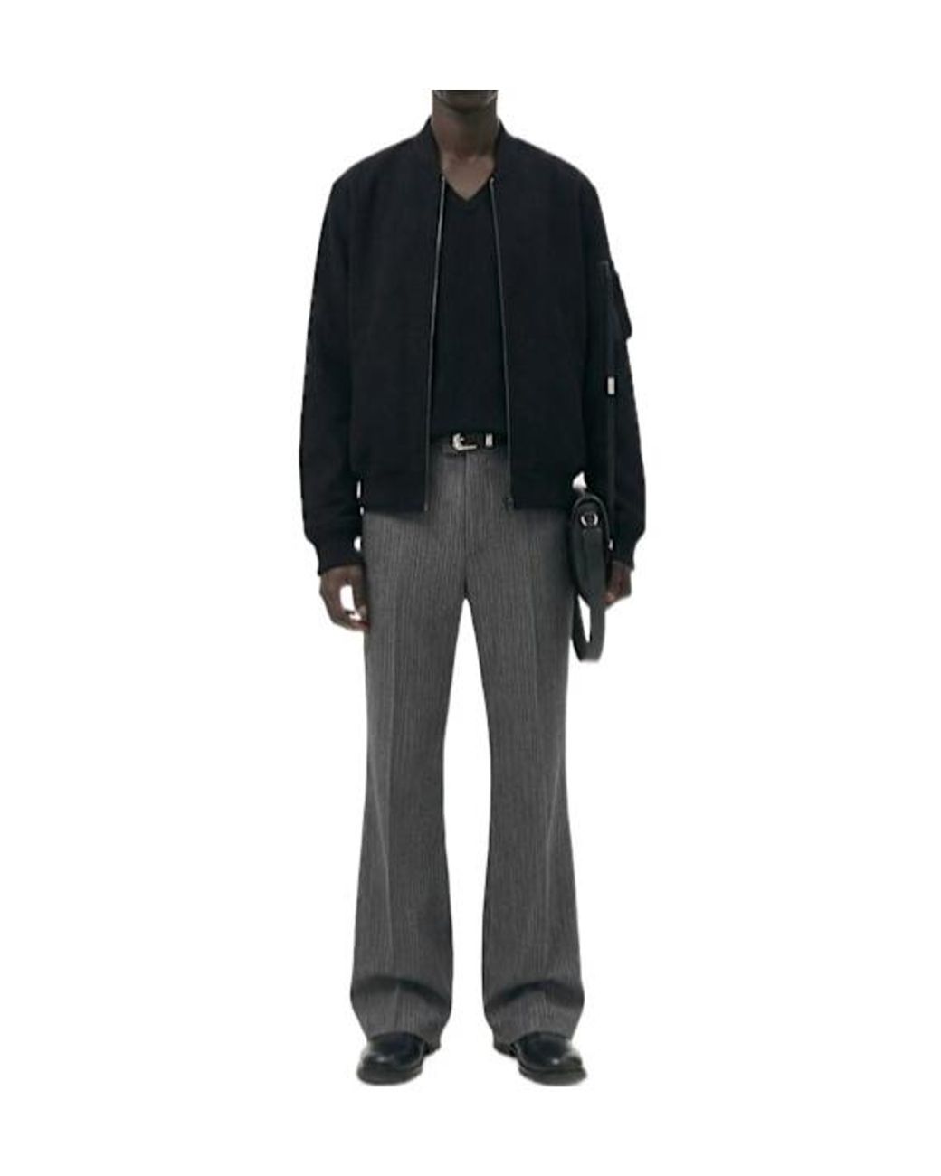Ann Demeulemeester Gray Leek Relaxed Wool Blend Bootcut Pants for men