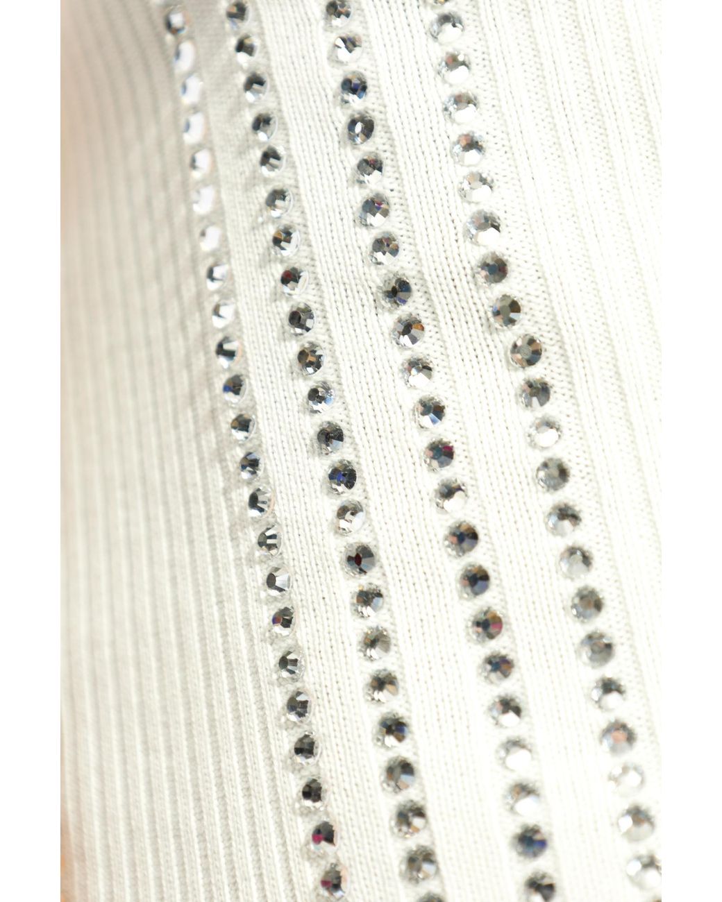The Attico Natural The Embellished Double Layered Ribbed Top