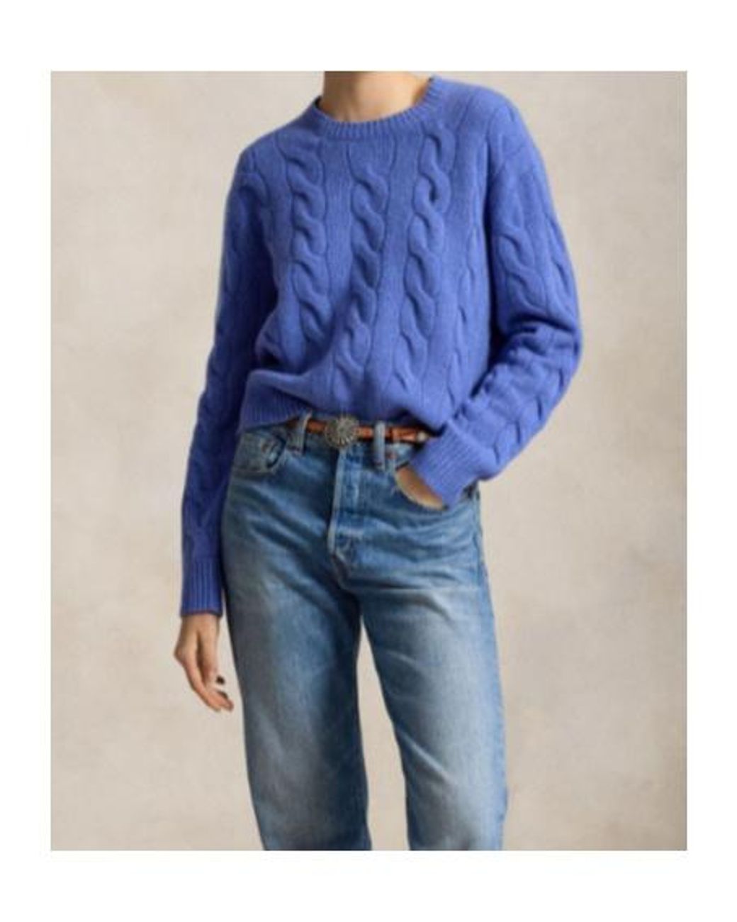 Polo Ralph Lauren Blue Logo Embroidered Cable-Knitted Jumper