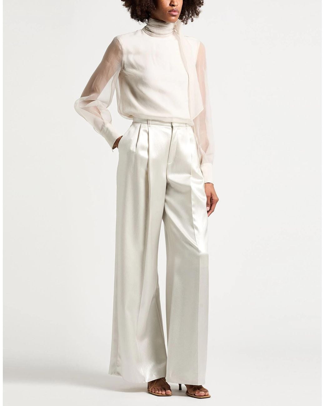 Brunello Cucinelli White Bow Tie Blouse