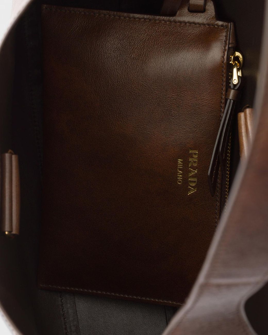 Prada Brown Curved Hobo Shoulder Bag