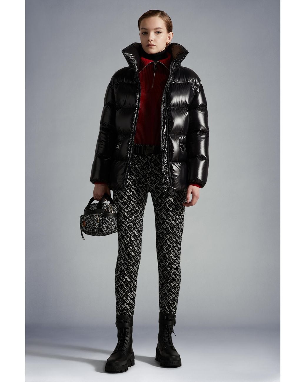 Moncler Black Logo Print Leggings