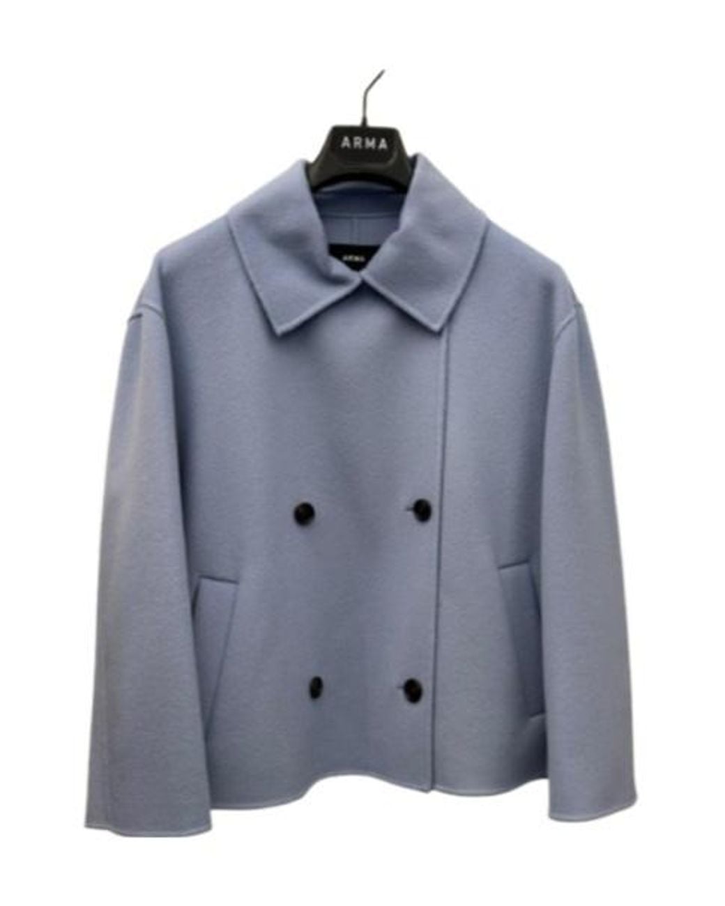Arma Blue Cropped Wool Coat