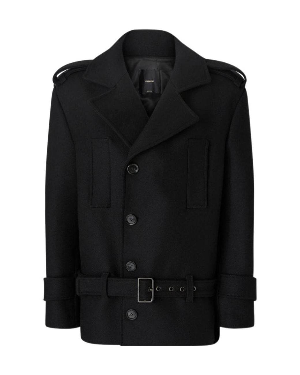 Pinko Black Tornado Short Belted Coat
