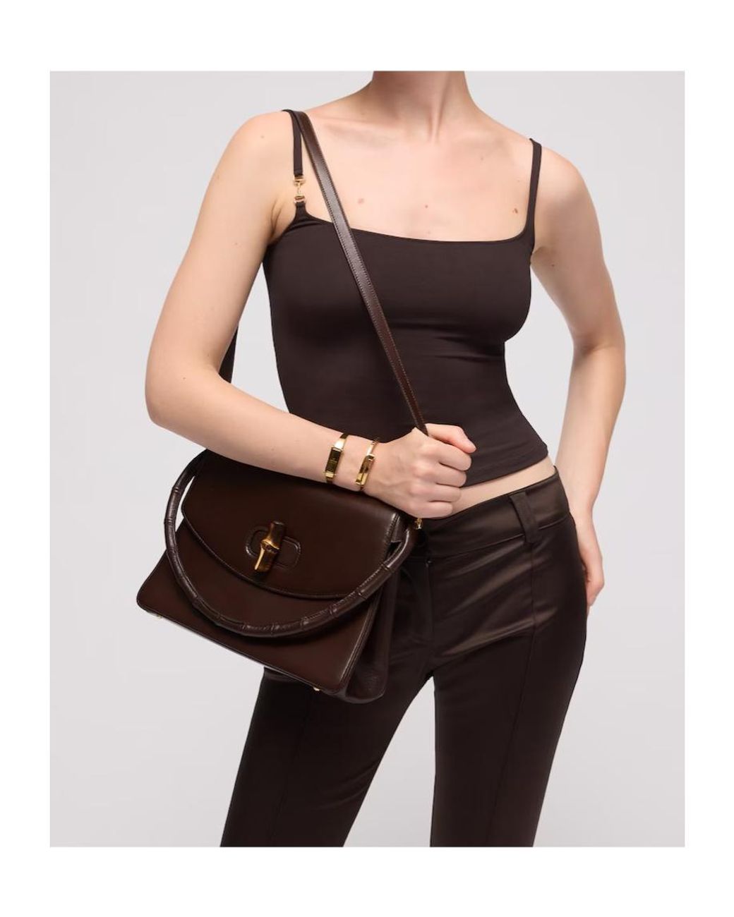 Gucci Brown Bamboo Vendetta Medium Top Handle Bag