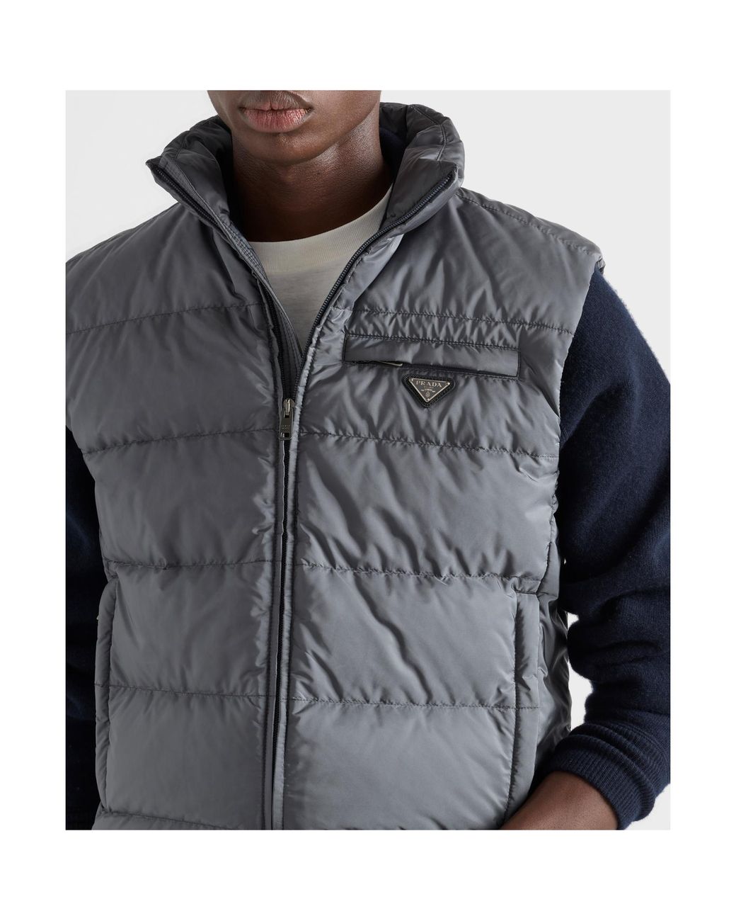 Prada Gray Re-Nylon Vest for men