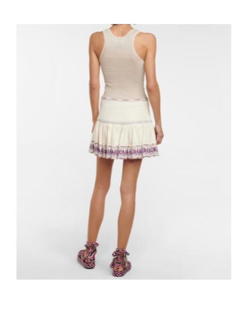 Isabel Marant Natural Tyruss Embroidered Cotton Miniskirt