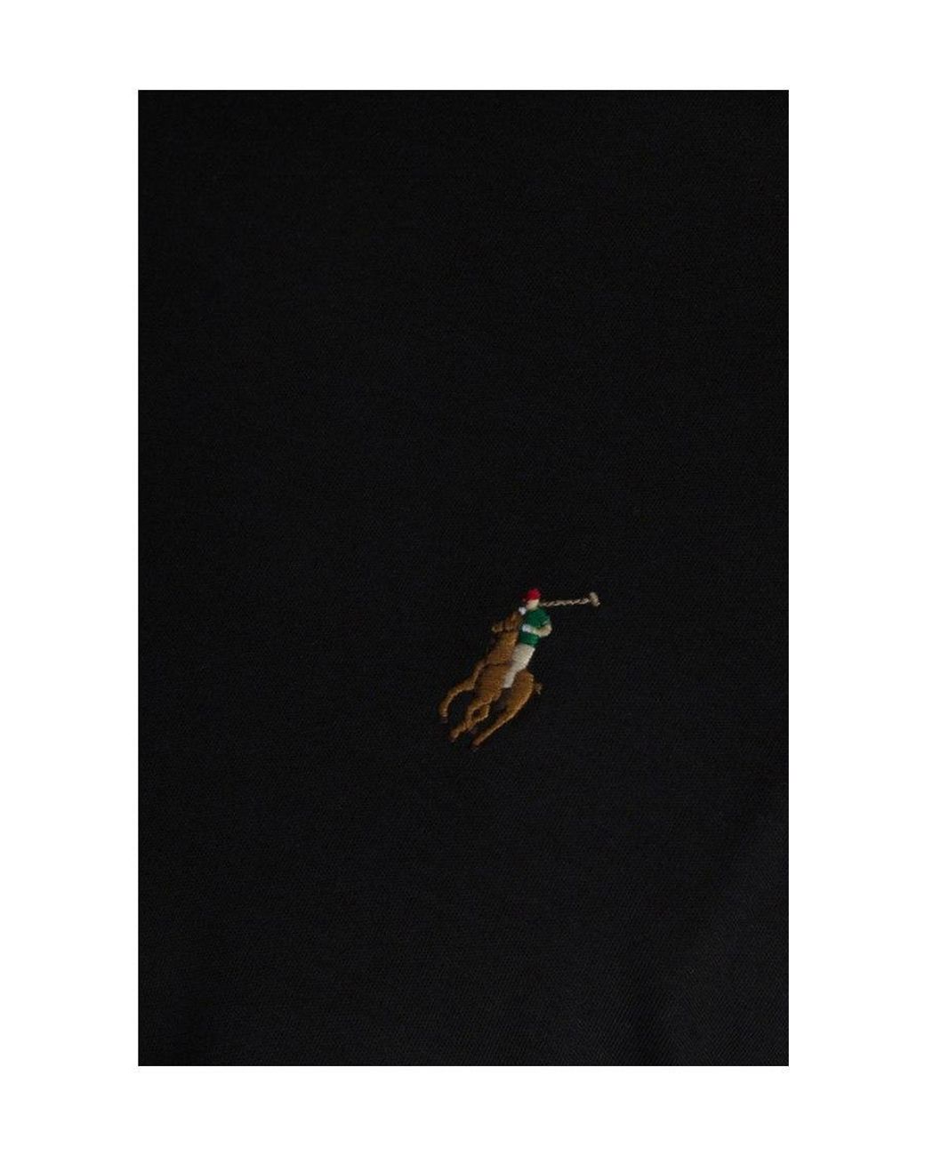 Polo Ralph Lauren Black Logo Embroidered Crewneck T-Shirt for men
