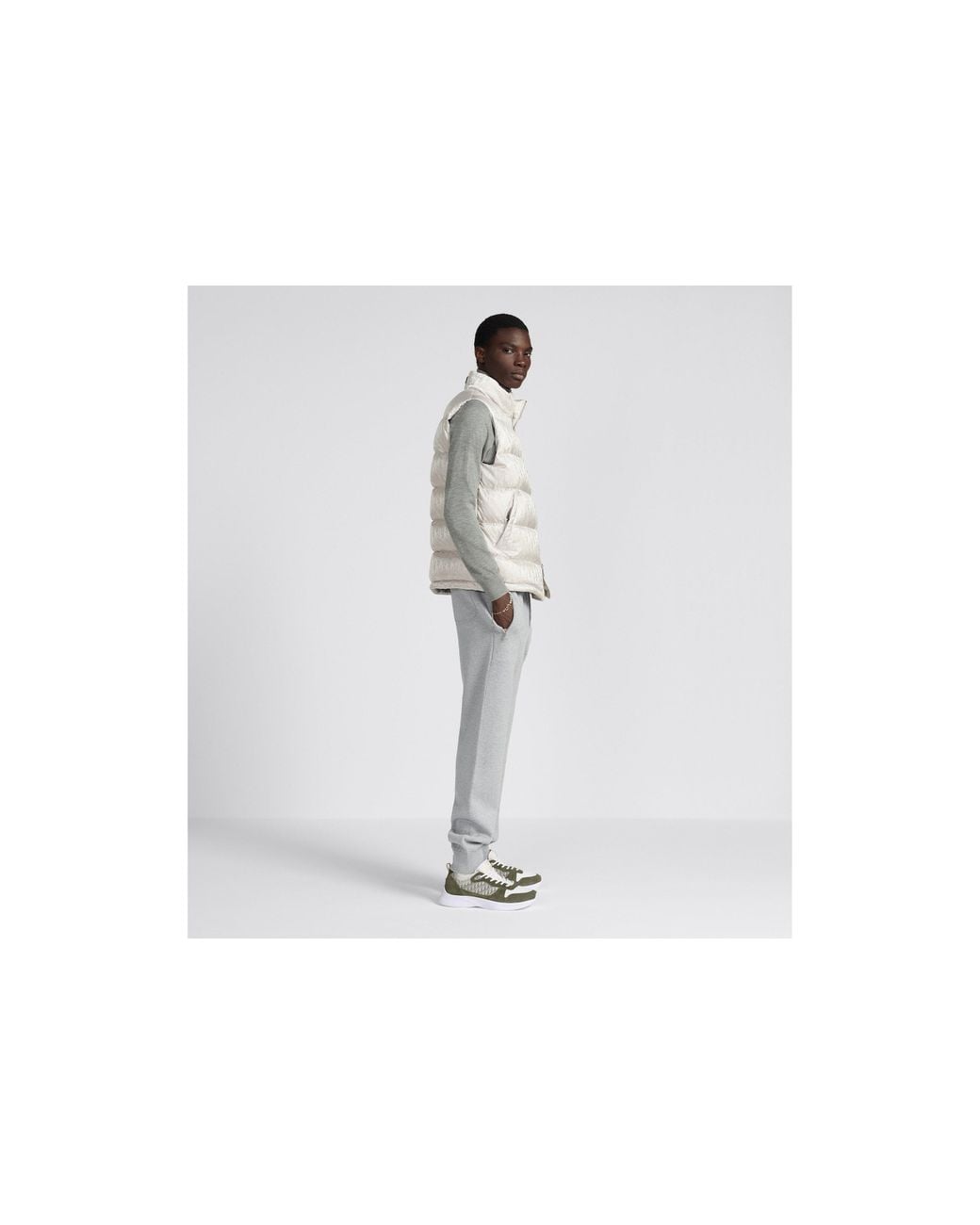 Dior Gray Homme Logo Embroidered Straight-Cut Pants for men