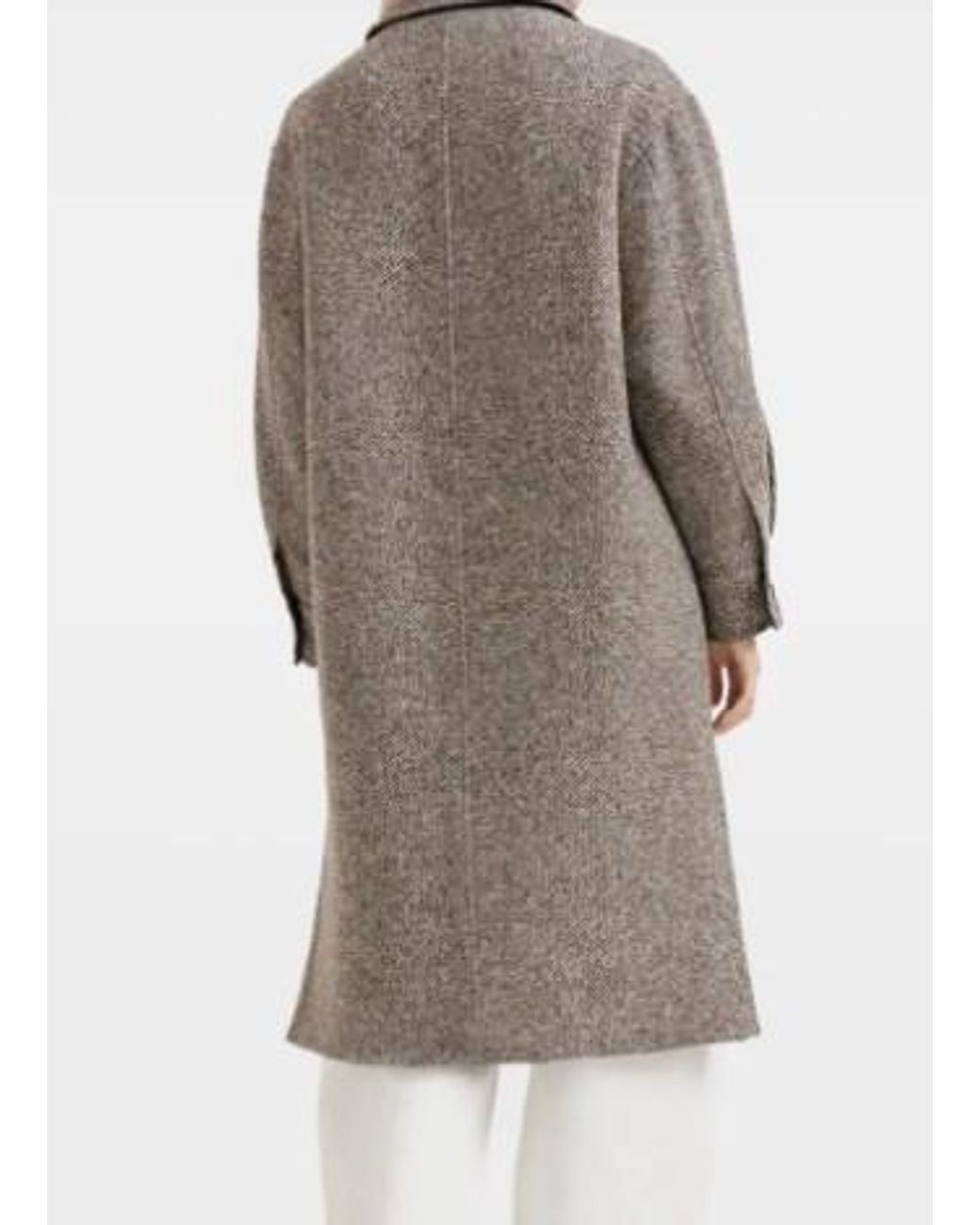 Brunello Cucinelli Gray Mélange Diagonal Monili Embellished Coat