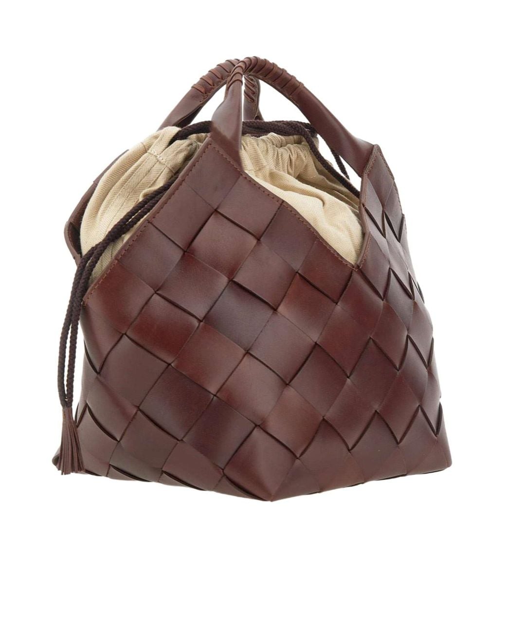 Dragon Diffusion Brown Woven Top Handle Tote Bag