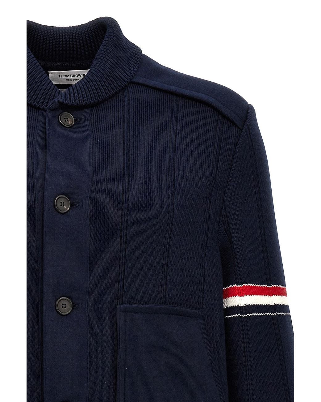 Thom Browne Blue Rwb Striped Shirt Jacket for men
