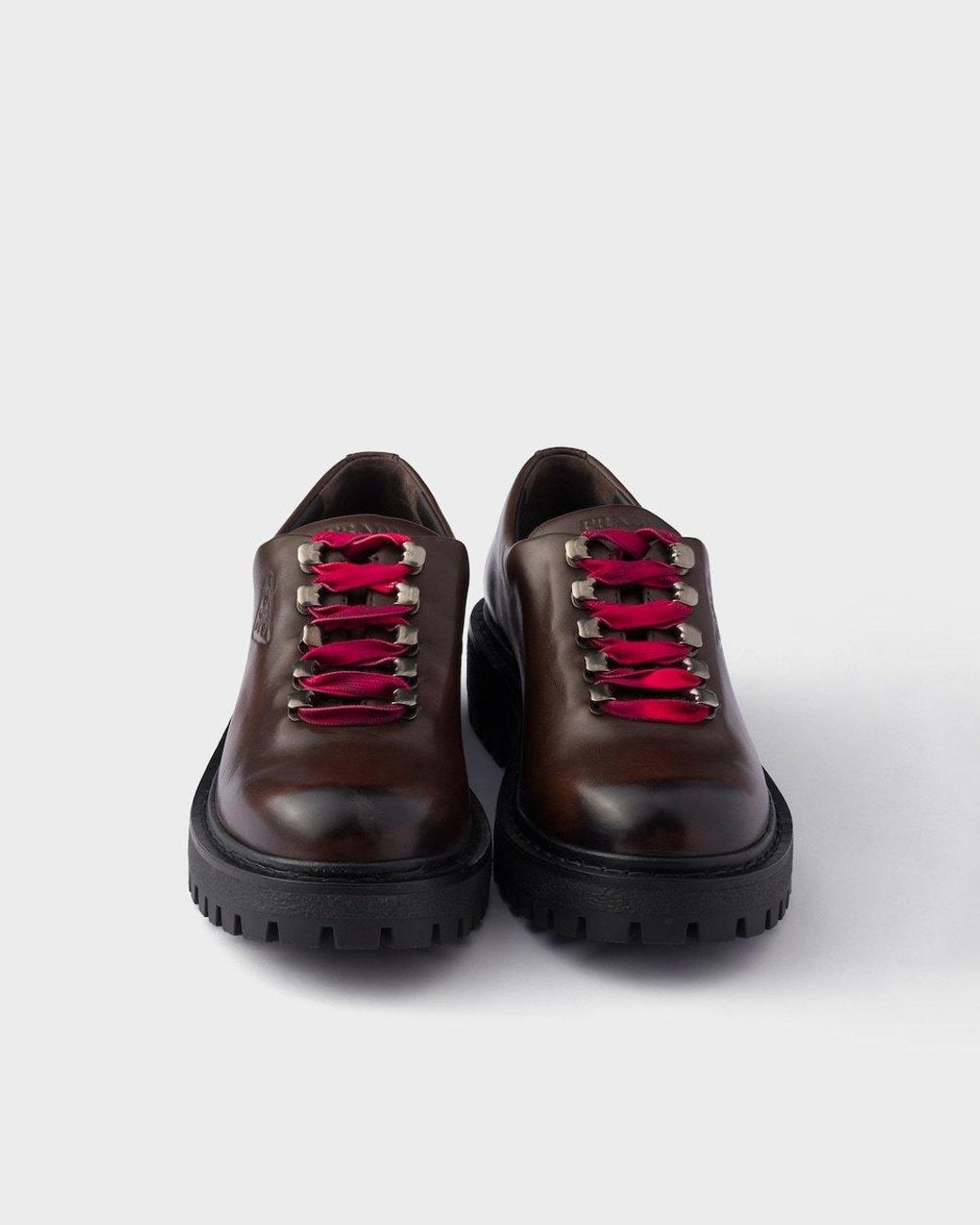 Prada Brown Leather Lace-Up Shoes
