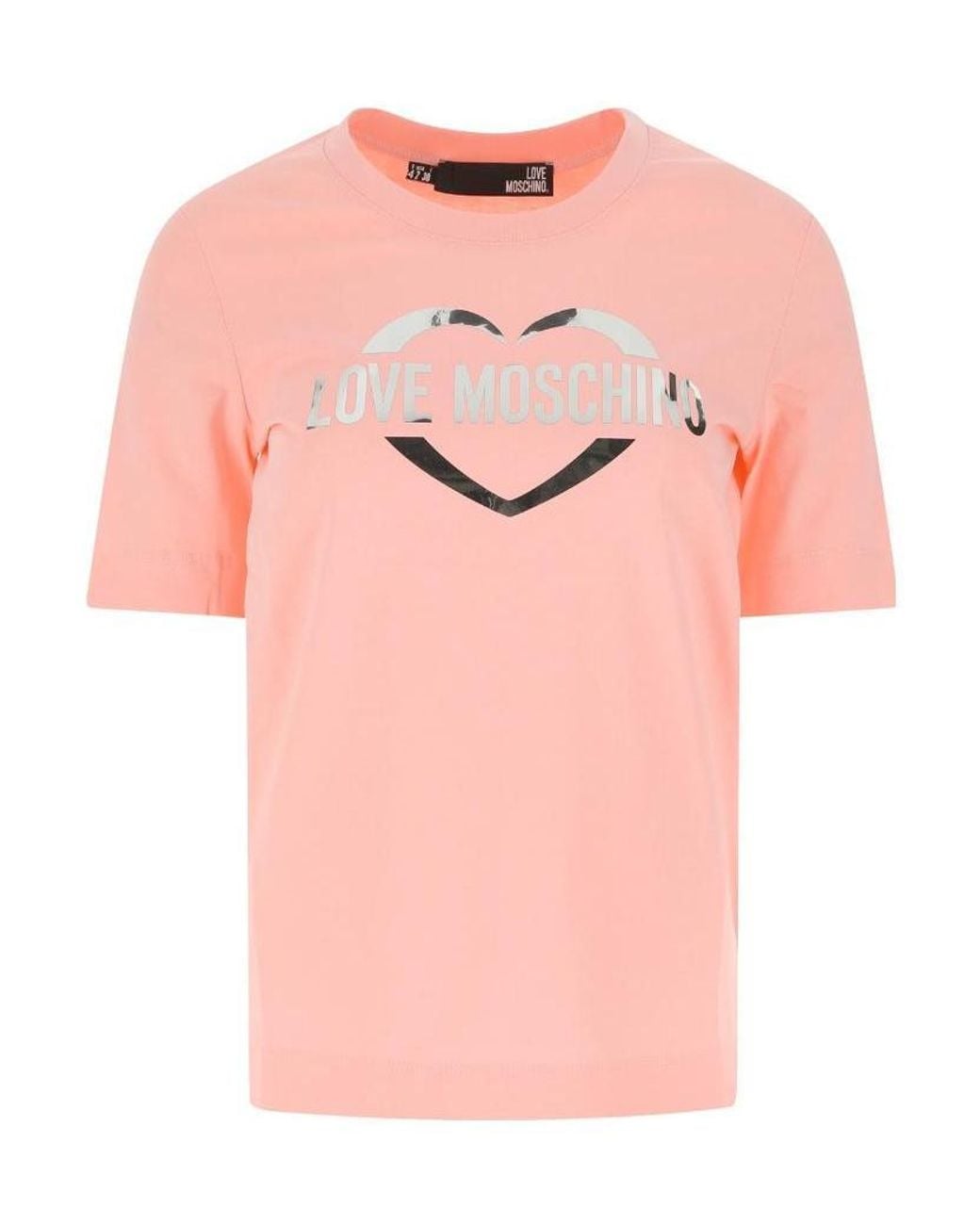 Moschino Pink Logo-Print Cotton T-Shirt