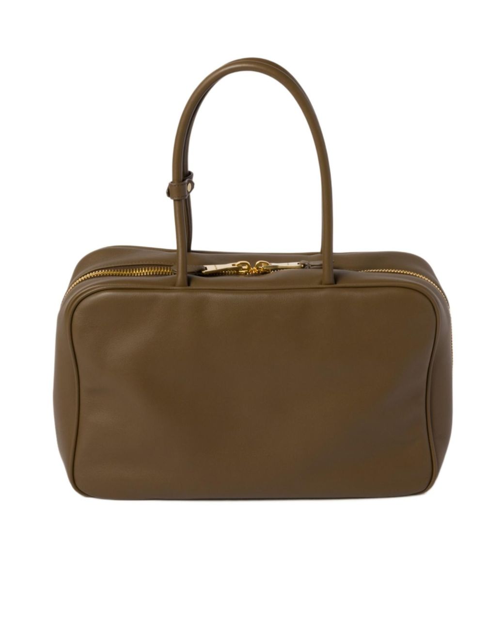 Miu Miu Brown Logo-Embossed Zipped Handbag