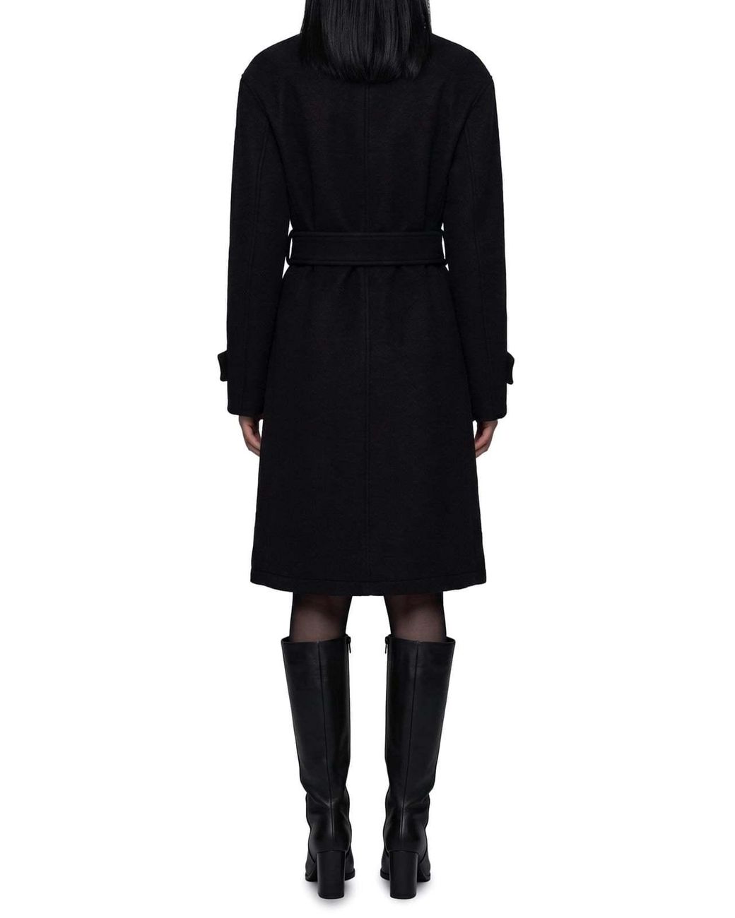 Lemaire Black Fitted Double-Breasted Wrap Coat