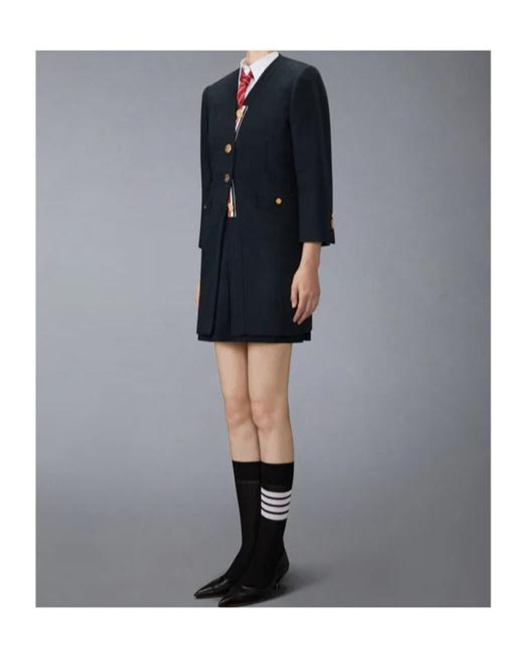Thom Browne Blue Zibeline Cardigan Coat