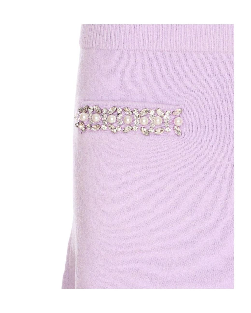 Self-Portrait Purple Elastic-Waist Skirt