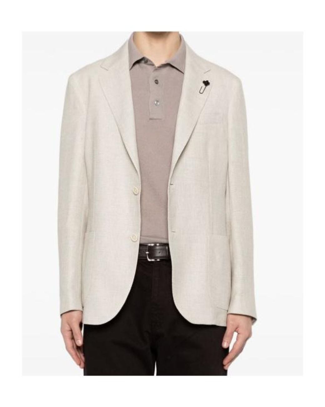 Lardini White Single-Breasted Button Blazer for men