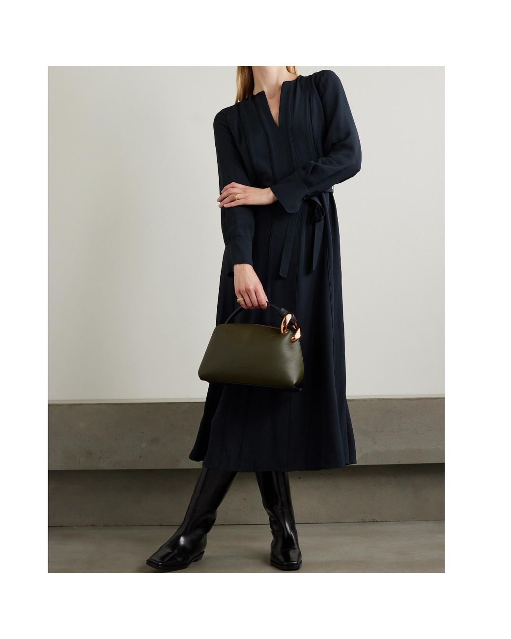 Ulla Johnson Blue Asilia Belted Crepe Midi Dress