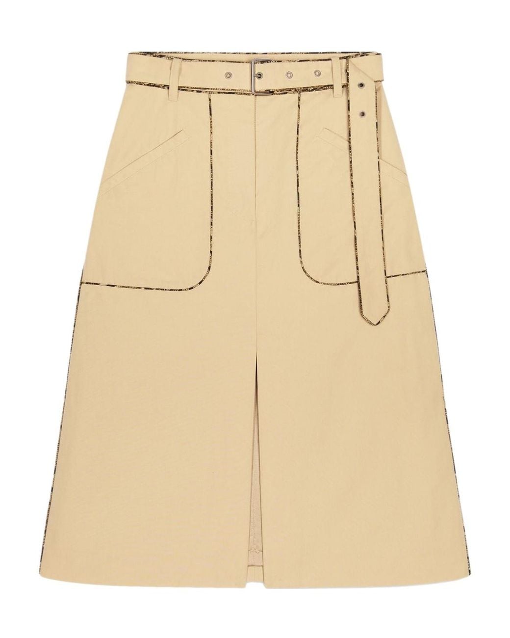 Dries Van Noten Natural Belted A-Line Skirt