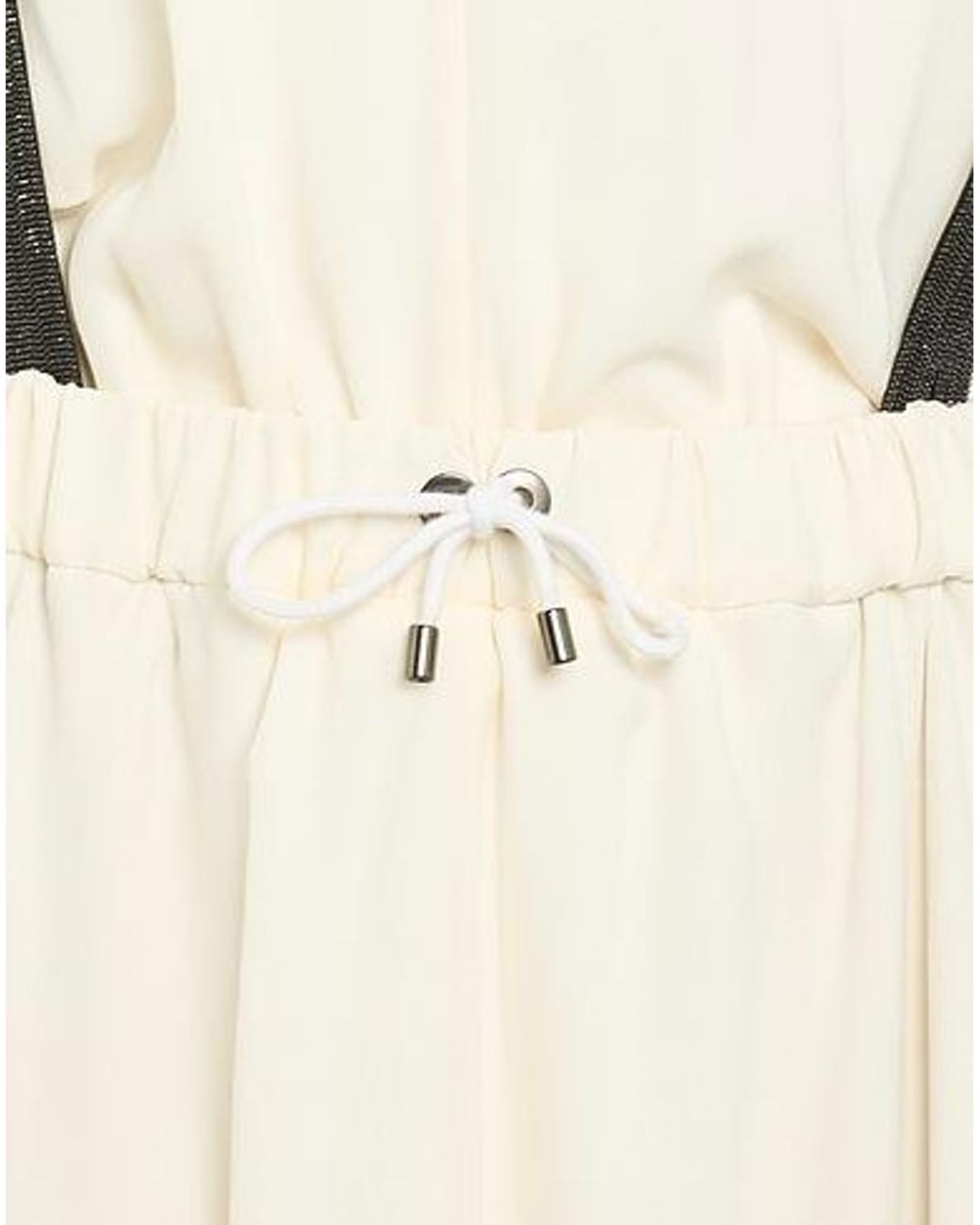Brunello Cucinelli White Sleeveless V-Neck Dress