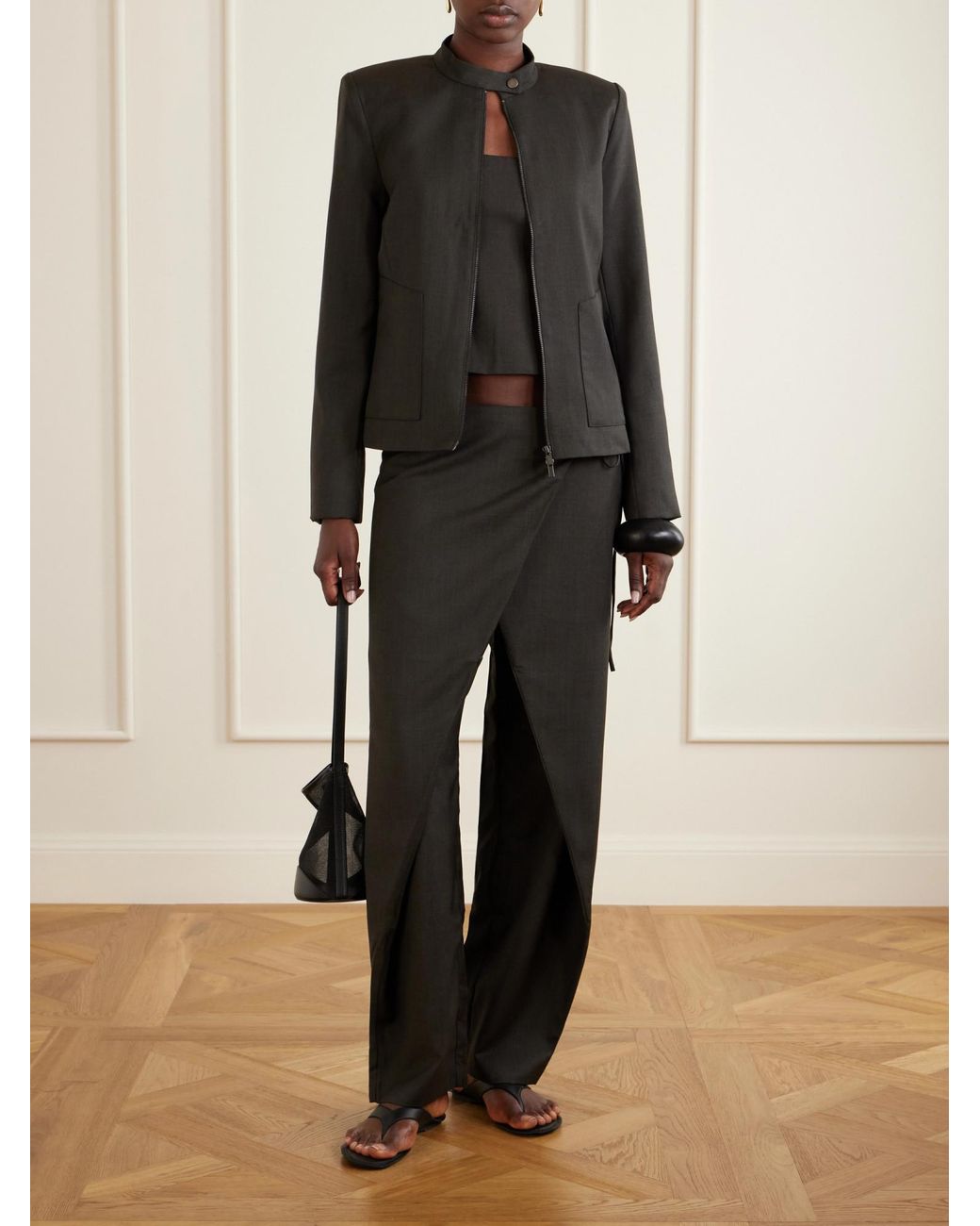 St. Agni Black Moto Wool-Blend Jacket